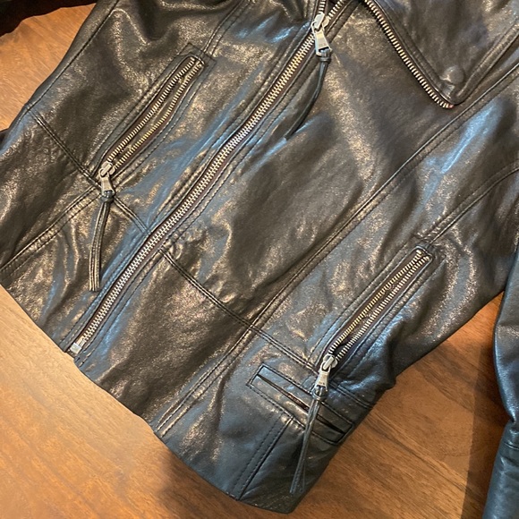 June Genuine Leather Biker Jacket Size Small - Picture 4 of 4